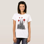 Sagrada Familia en Red Hot Air Balloons 2 T-shirt (Voorkant volledig)