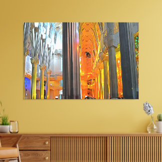 Sagrada Familia Interieur Barcelona Muurkunst Gaud Canvas Afdruk