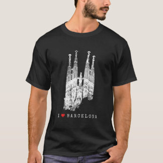 Sagrada Familia Skyline Spain Fan I Love Barcelona T-shirt