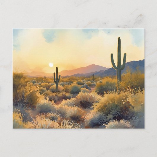 Saguaro Cactus Desert Sunset Briefkaart (Voorkant)