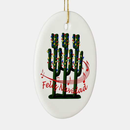Saguaro Cactus Feliz Navidad kerstversiering Keramisch Ornament (Rechts)