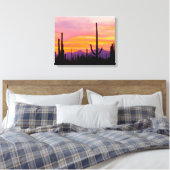 Saguaro Cactus Forest op Sunset Canvas Afdruk (Insitu (Slaapkamer))