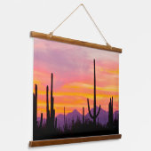 Saguaro Cactus Forest op Sunset Hangend Wandkleed (Gebogen)
