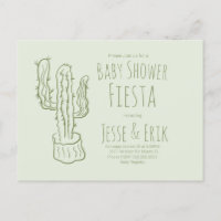 Saguaro Cactus Hand Getekende Groene Baby Shower