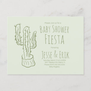 Saguaro Cactus Hand Getekende Groene Baby Shower Briefkaart