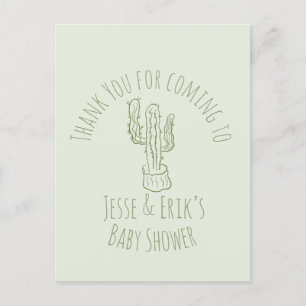 Saguaro Cactus Hand Getekende Groene Baby Shower Briefkaart