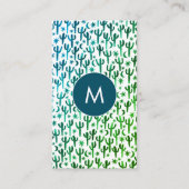 Saguaro Cactus Moon Stars Pattern Elegant INITIALE Visitekaartje (Voorkant)