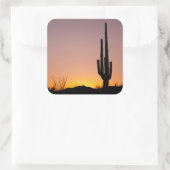 Saguaro Cactus op Sunset Vierkante Sticker (Tas)
