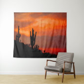 Saguaro Cactus Silhouette Arizona Red Sunset Wandkleed (In Situ (horizontaal))