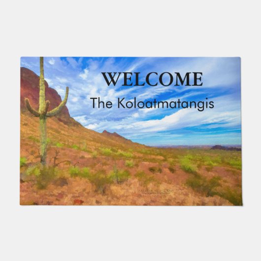 Saguaro Cactus Sonoran Desert Blue Sky Clouds Deurmat (Voorkant)