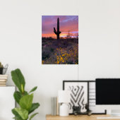 Saguaro Cactus Sunset Arizona Poster (Thuiskantoor)