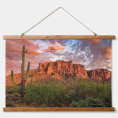 Saguaro Cactus Superstition Mountain Sunset Clouds Hangend Wandkleed (Voorkant)
