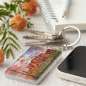 Saguaro Cactus Superstition Mountain Sunset Clouds Sleutelhanger (Voorkant Rechts)