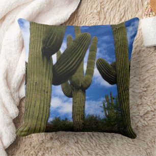 Saguaro Cactus Trio / Blue Sky & Clouds / Arizona Kussen