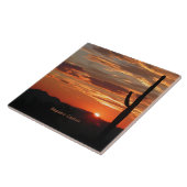 Saguaro Cactus, zonsondergang, Tegeltje (Zijkant)