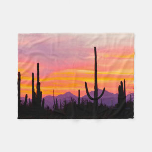 Saguaro Cactusbos bij zonsondergang Fleece Deken