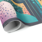 Saguaro cactussen in landschap gestippelde achterg cadeaupapier (Rol Hoek)