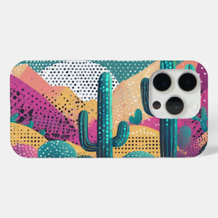 Saguaro cactussen in landschap gestippelde achterg iPhone 15 pro case