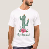 Saguaro Kerstcactus Feliz Navidad T-shirt (Voorkant)