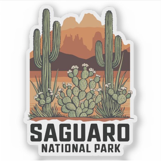 Saguaro Nationaal Park Cactus Sticker (Voorkant)