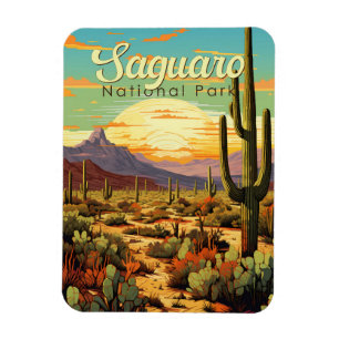 Saguaro National Park Illustratie Retro Magneet