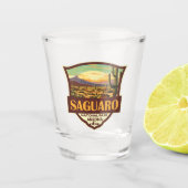 Saguaro National Park Illustratie Retro Shot Glas (Voorkant)