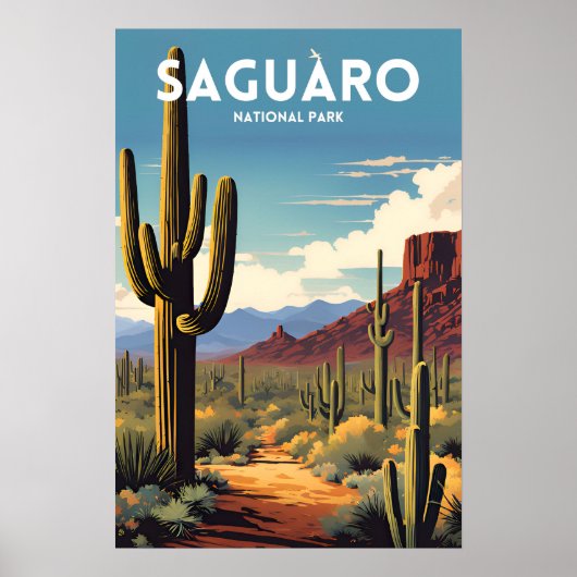 Saguaro National Park - Traditionele reisposter Poster (Voorkant)
