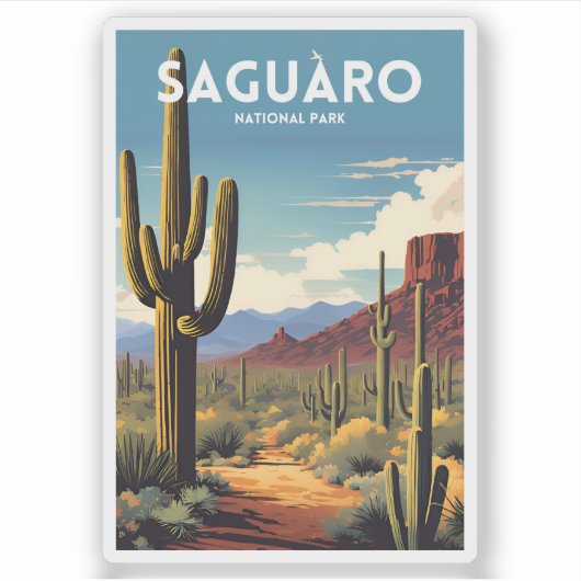 Saguaro National Park - Traditionele reisposter Sticker (Voorkant)