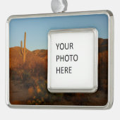 Saguaro Sunset I Arizona Verzilverd Kader Ornament (Links)