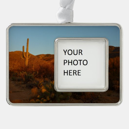 Saguaro Sunset I Arizona Verzilverd Kader Ornament (Voorkant)