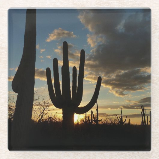 Saguaro Sunset II Arizona Glazen Onderzetter (Voorkant)