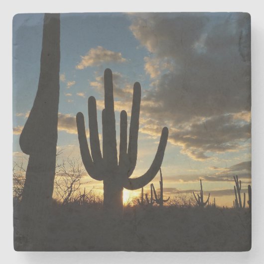 Saguaro Sunset II Arizona Stenen Onderzetter (Voorkant)