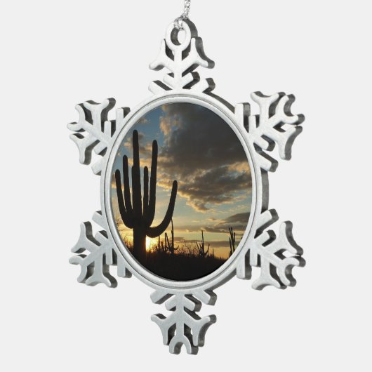 Saguaro Sunset II Arizona Tin Sneeuwvlok Ornament (Rechts)