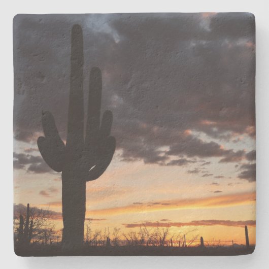 Saguaro Sunset III Arizona Stenen Onderzetter (Voorkant)