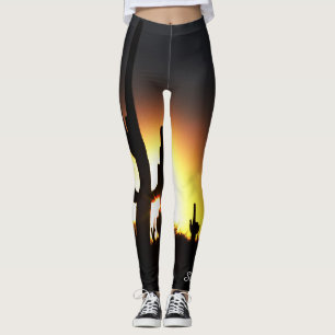 Saguaro Sunset with Sun Star, Persoonlijke naam Leggings