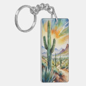 Saguaro Waterverf Sleutelhanger (Voorkant Links)