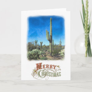 Saguaro-woestijn met prettige kerst kaart