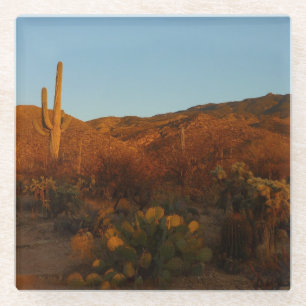 Saguaro Zonsondergang I Arizona Woestijnlandschap Glazen Onderzetter