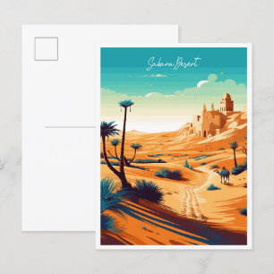 Sahara Desert Africa vintage reisillustratie Briefkaart