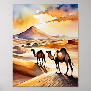 Sahara Desert Waterverf Art Print