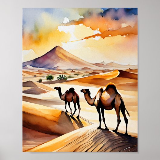 Sahara Desert Waterverf Art Print (Voorkant)