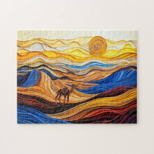 Sahara-woestijntafereel met dromedaris legpuzzel