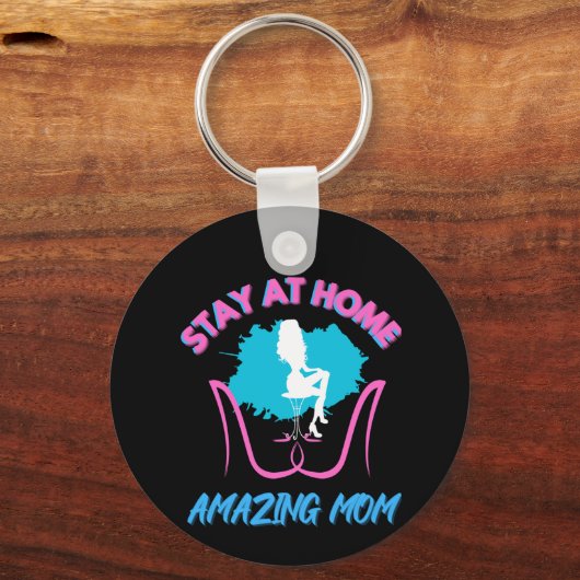 Sahm Blijf thuis Gepensioneerd Moeder Roze Dames S Sleutelhanger (Achterkant)