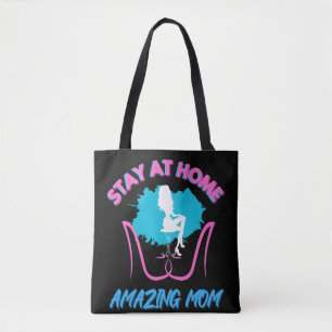 Sahm Blijf thuis Mam Roze & Blauw Trendy Design Draagtas