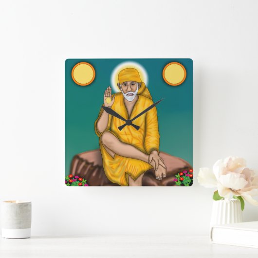 Sai Baba Clock Vierkante Klok (Huis)