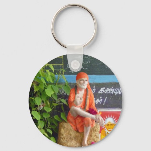 Sai Baba in de auto-stand Sleutelhanger (Voorkant)