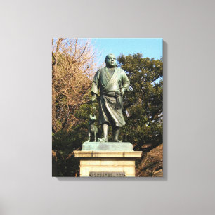 Saigo Takamori (de laatste Samurai) & Dog Statue Canvas Afdruk