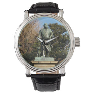 Saigo Takamori (de laatste Samurai) & Dog Statue Horloge
