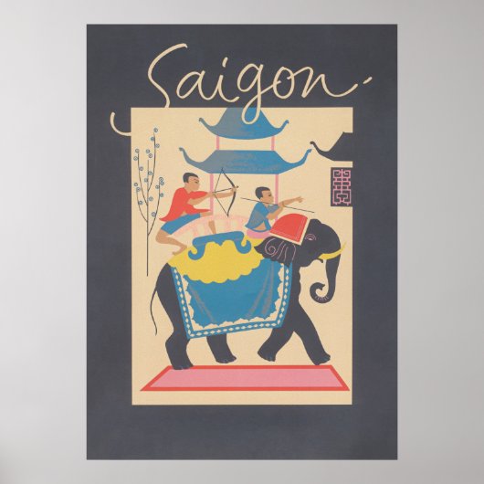 Saigon Vietnam Vintage Travel Poster (Voorkant)