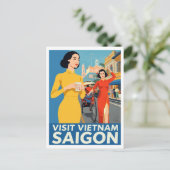 Saigon Vintage Reisposter | Bezoek Vietnam Briefkaart (Staand voorkant)